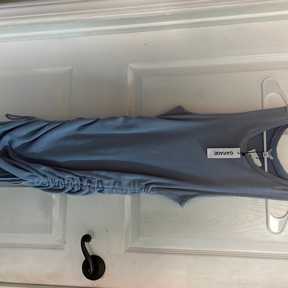 garage - ria side ruched tank dress, light blue